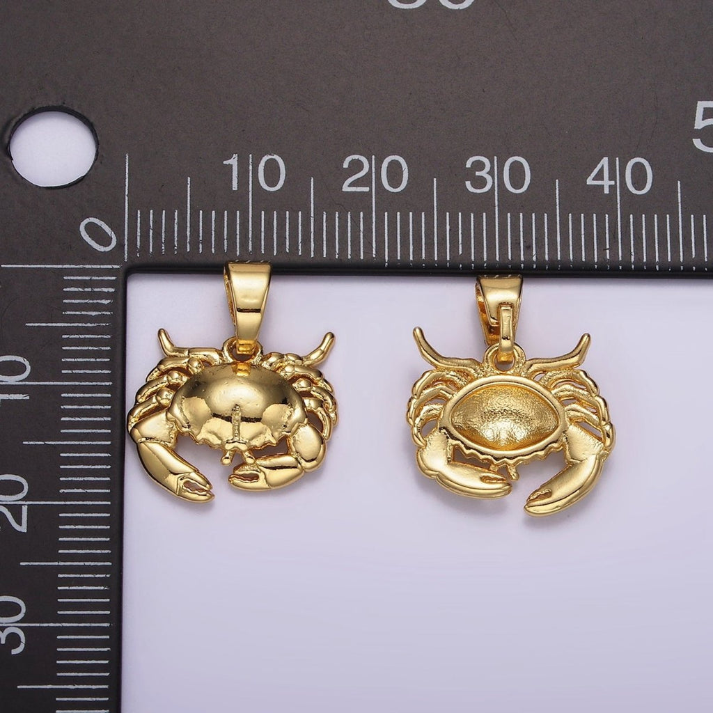 14K Gold Filled Crab Crustacean Beach Animal Pendant | AH042
