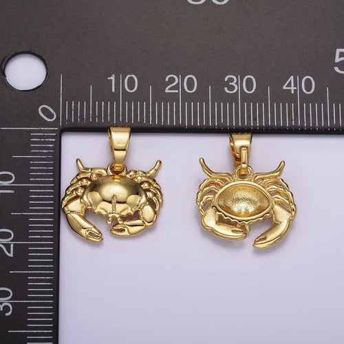 14K Gold Filled Crab Crustacean Beach Animal Pendant | AH042