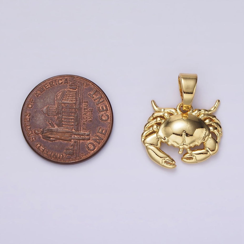 14K Gold Filled Crab Crustacean Beach Animal Pendant | AH042