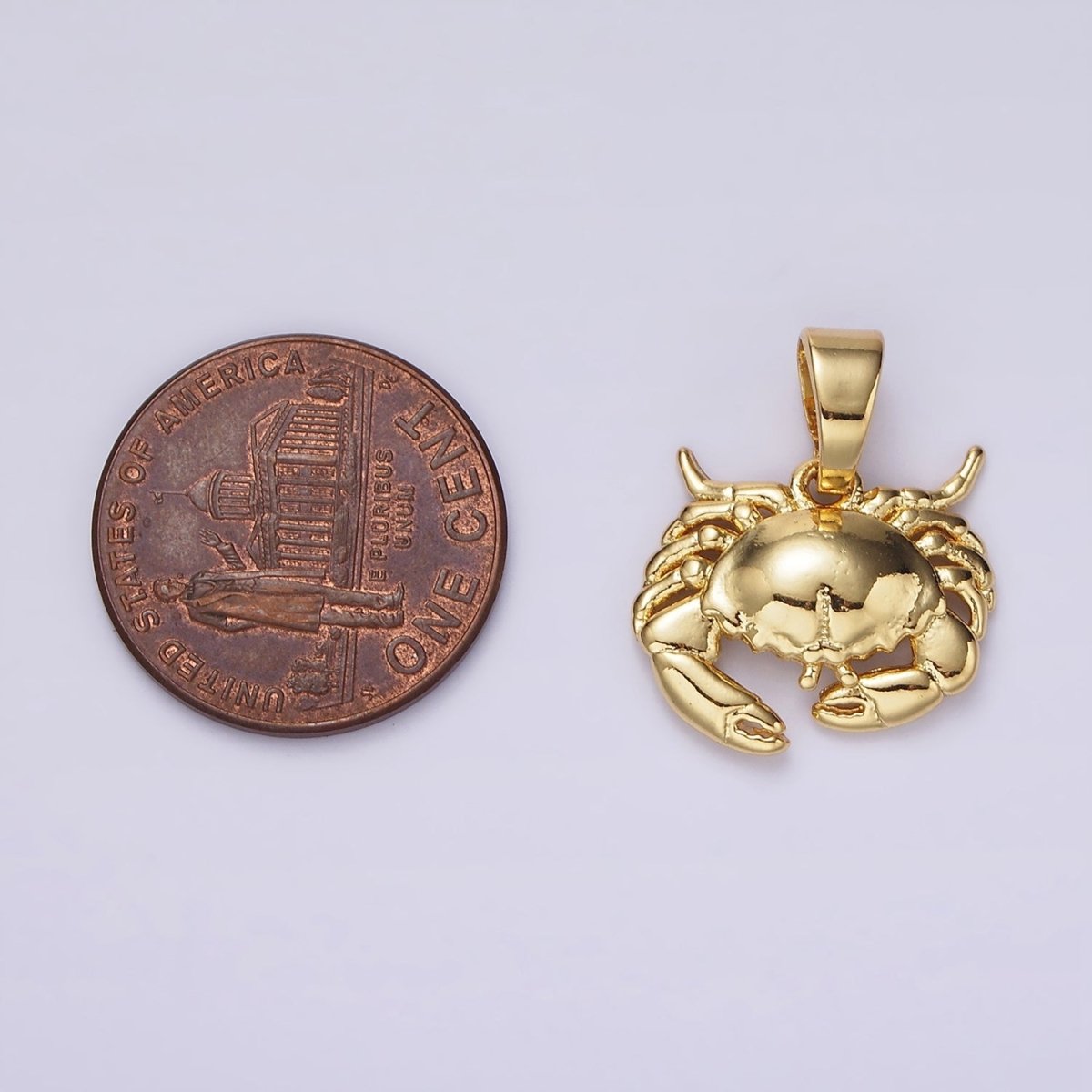 14K Gold Filled Crab Crustacean Beach Animal Pendant | AH042