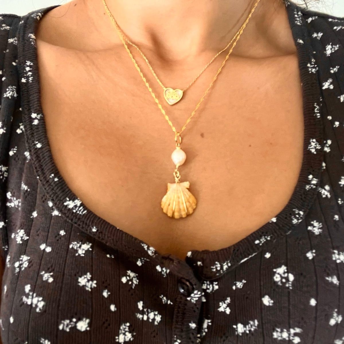 Rare Sunny (Sunrise Shell) & Pearl Necklace