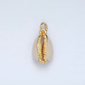 24K Gold Filled 16mm White Enamel Cowrie Shell Clam Charm | M832