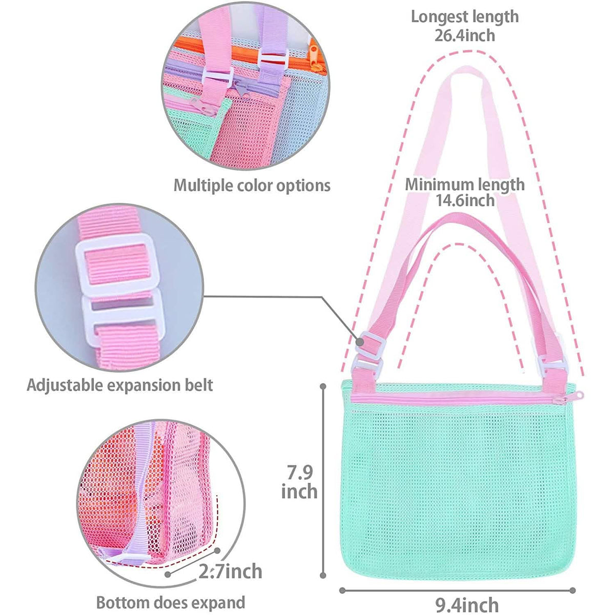 3-Piece: Mesh Toy Beach Bag