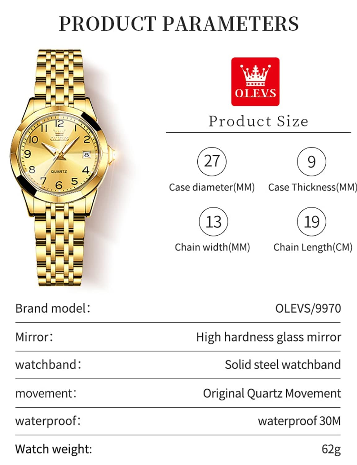 OLEVS Womens Watch Fashion Dress Diamond Female Watches for Ladies Analog Quartz Stainless Steel Waterproof Luminous Day Date Two Tone Wristwatch