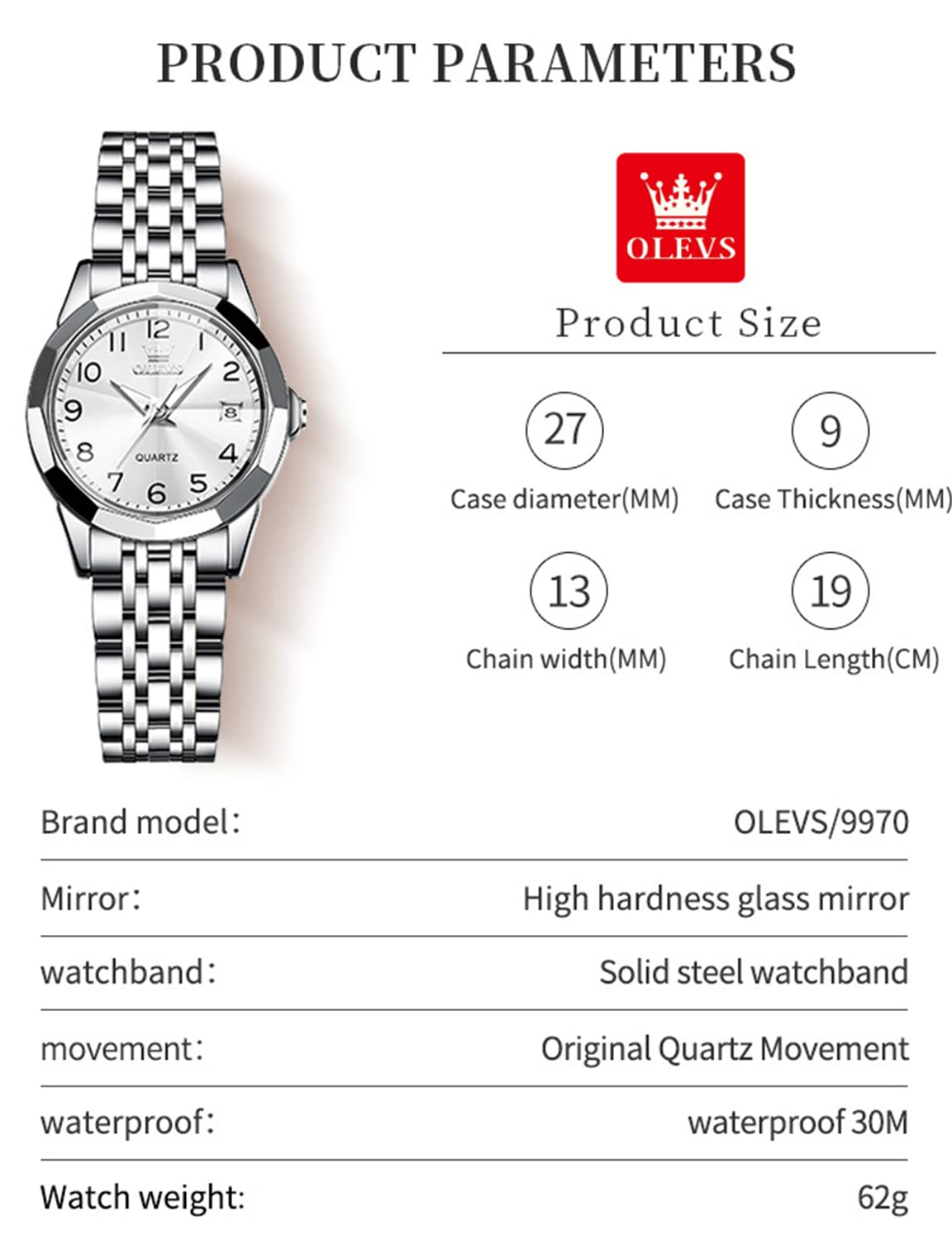 OLEVS Womens Watch Fashion Dress Diamond Female Watches for Ladies Analog Quartz Stainless Steel Waterproof Luminous Day Date Two Tone Wristwatch