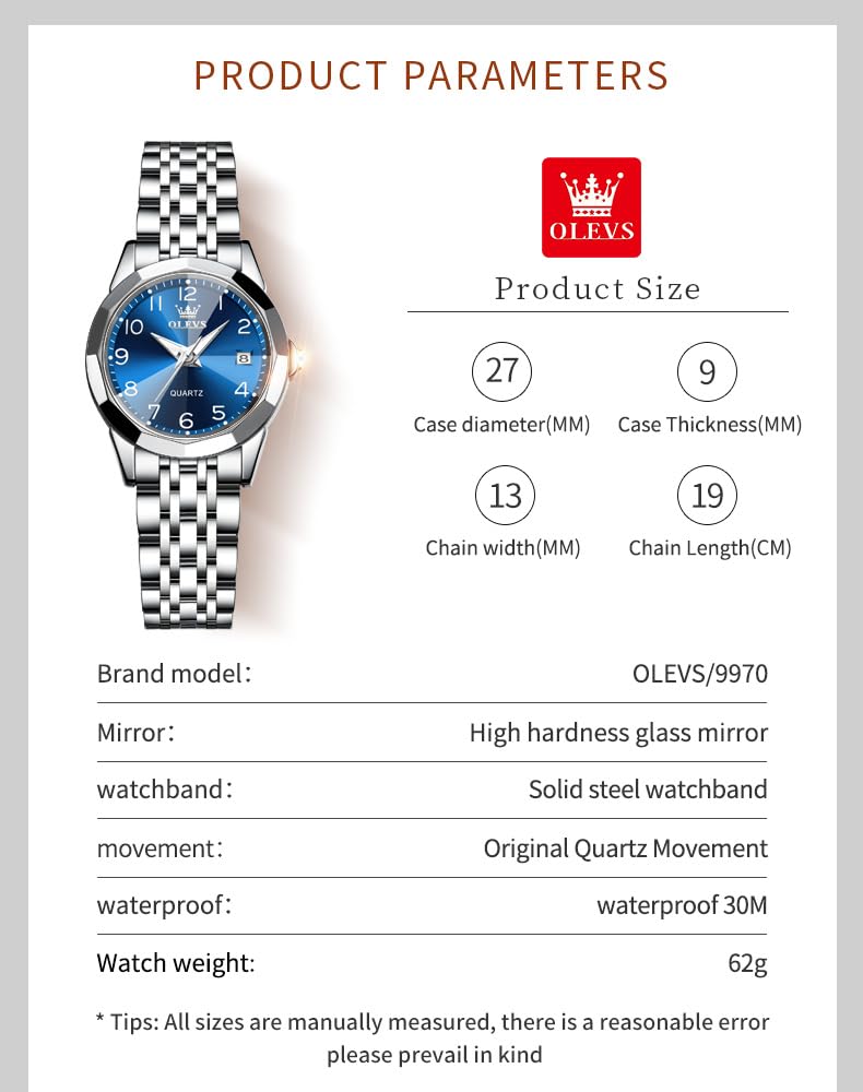 OLEVS Womens Watch Fashion Dress Diamond Female Watches for Ladies Analog Quartz Stainless Steel Waterproof Luminous Day Date Two Tone Wristwatch