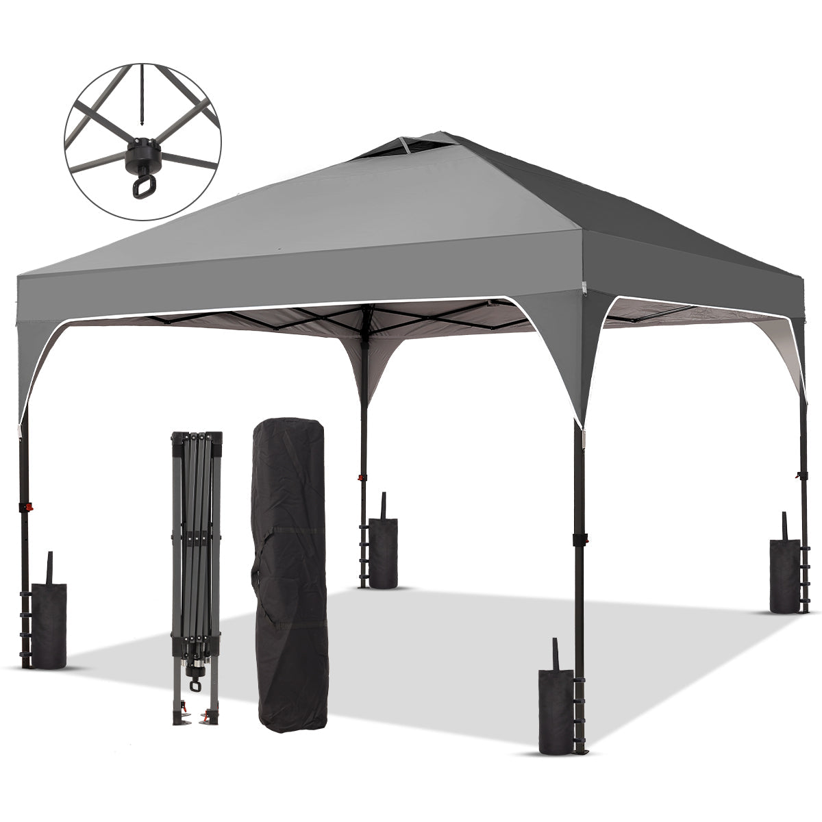 Ainfox 10ft x 10ft Pop Up Canopy Beach Tent with One Push Set up Easy Outdoor Sun Shade for Events, Parties, Camping