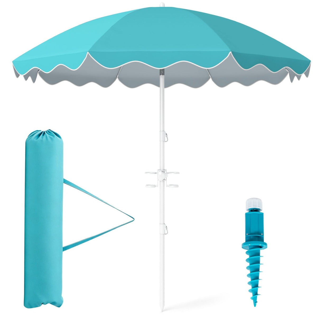 Beach Umbrella 6.5 FT with UPF 50+ and Sand Anchor