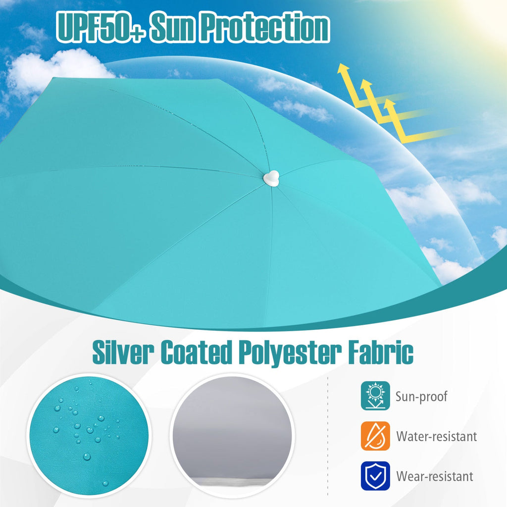 Beach Umbrella 6.5 FT with UPF 50+ and Sand Anchor