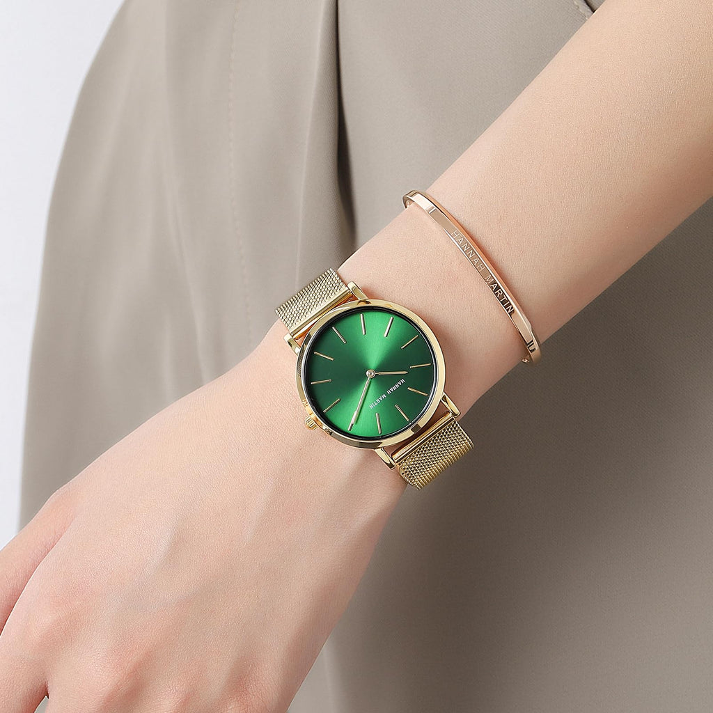 HANNAH MARTIN Watches for Women Analog Women's Watch with Stainless Steel Expansion Band Minimalist Slim Dial 30M Waterproof Ladies Dress Wristwatch for Casual Daily Business