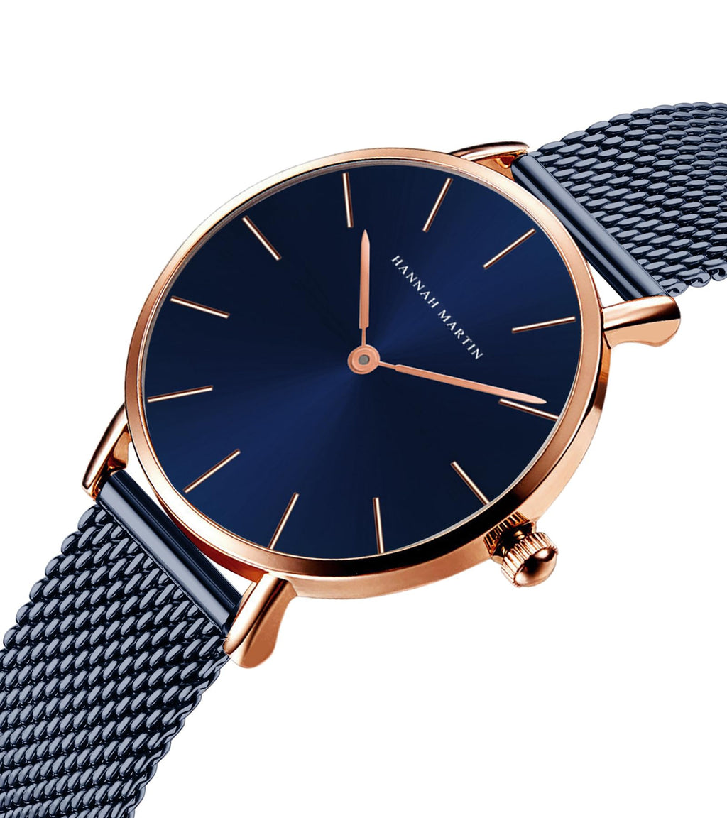 HANNAH MARTIN Watches for Women Analog Women's Watch with Stainless Steel Expansion Band Minimalist Slim Dial 30M Waterproof Ladies Dress Wristwatch for Casual Daily Business