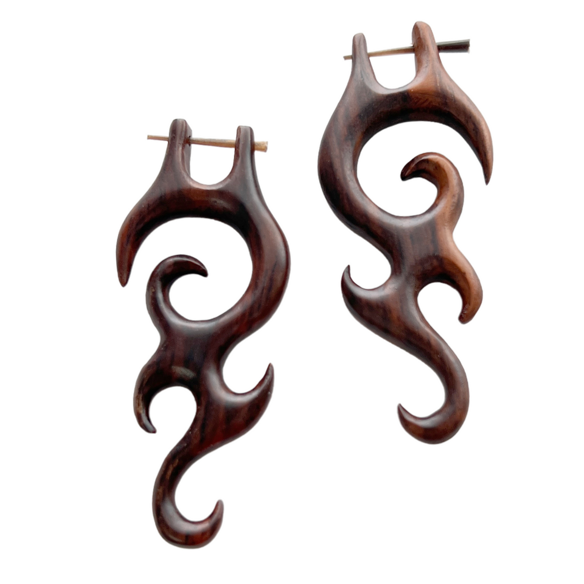 Bohemian Wooden Beach Earrings Tribal Boho Organic Statement Jewelry