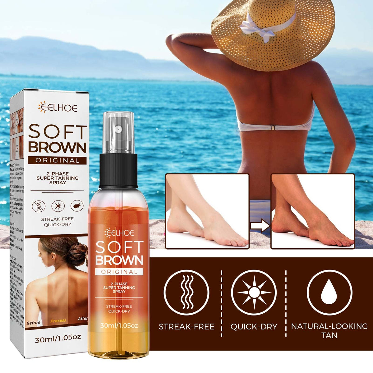 Helps Tan Spray, Helps Black Refreshing Natural Bronzer Wheat Color Helps Tan Spray