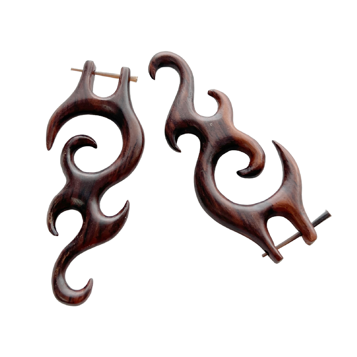 Bohemian Wooden Beach Earrings Tribal Boho Organic Statement Jewelry