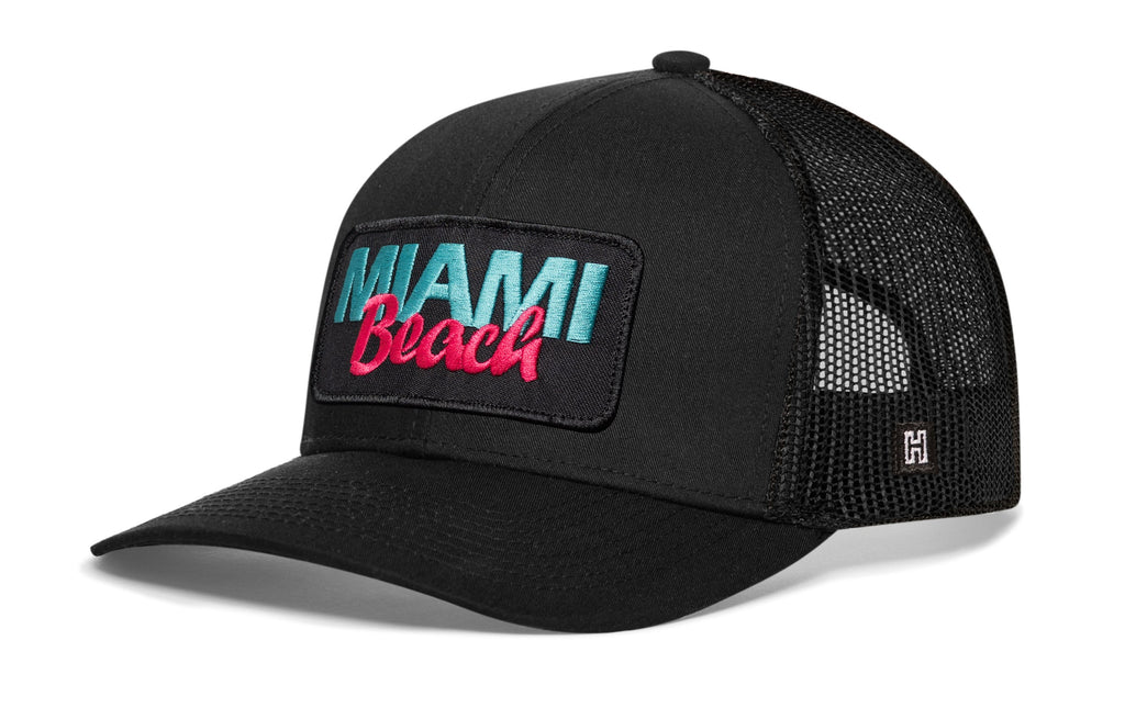 Miami Beach Trucker Hat  |  Script Snapback