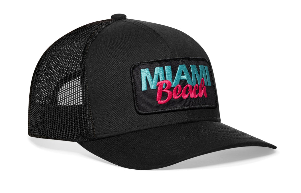 Miami Beach Trucker Hat  |  Script Snapback