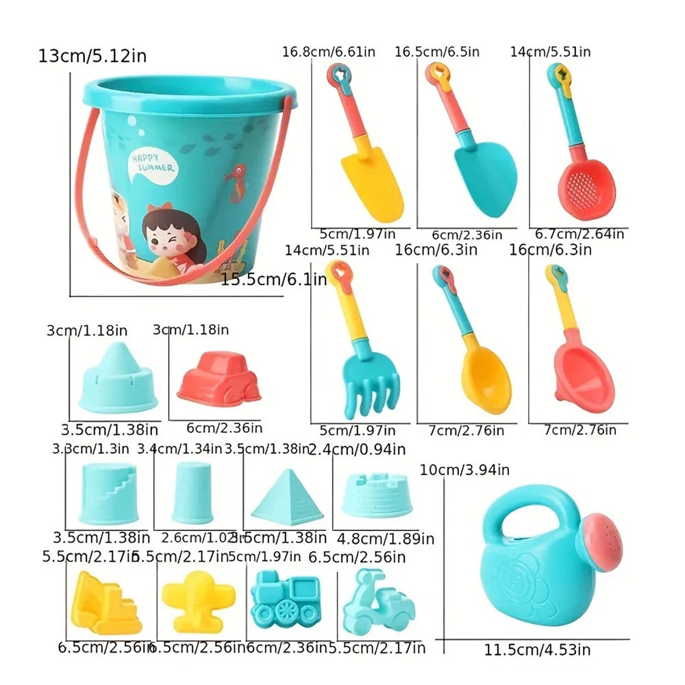 18Pcs Beach Sand Toy Set — Durable Plastic Summer Pool & Outdoor Sand Play Tools For Kids