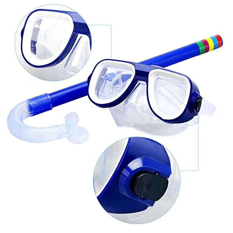 Kids Diving Goggle Mask Breathing Tube Shockproof Anti-fog Durable Underwater Swimming Glasses Band Snorkeling Accessories Set