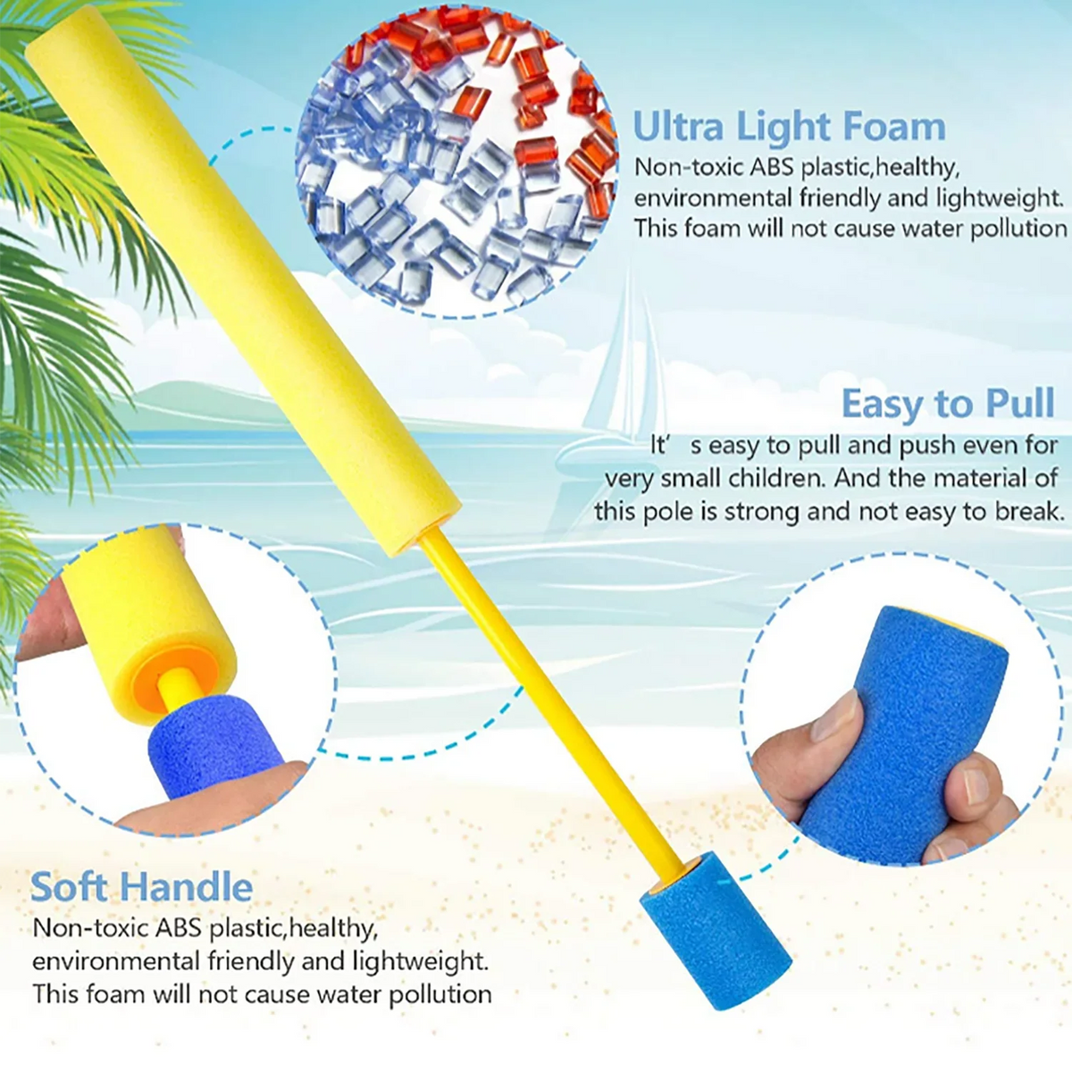 Children’s Pull-Out Foam Water Gun – Outdoor Multiplayer Summer Beach Toy (Color Random)