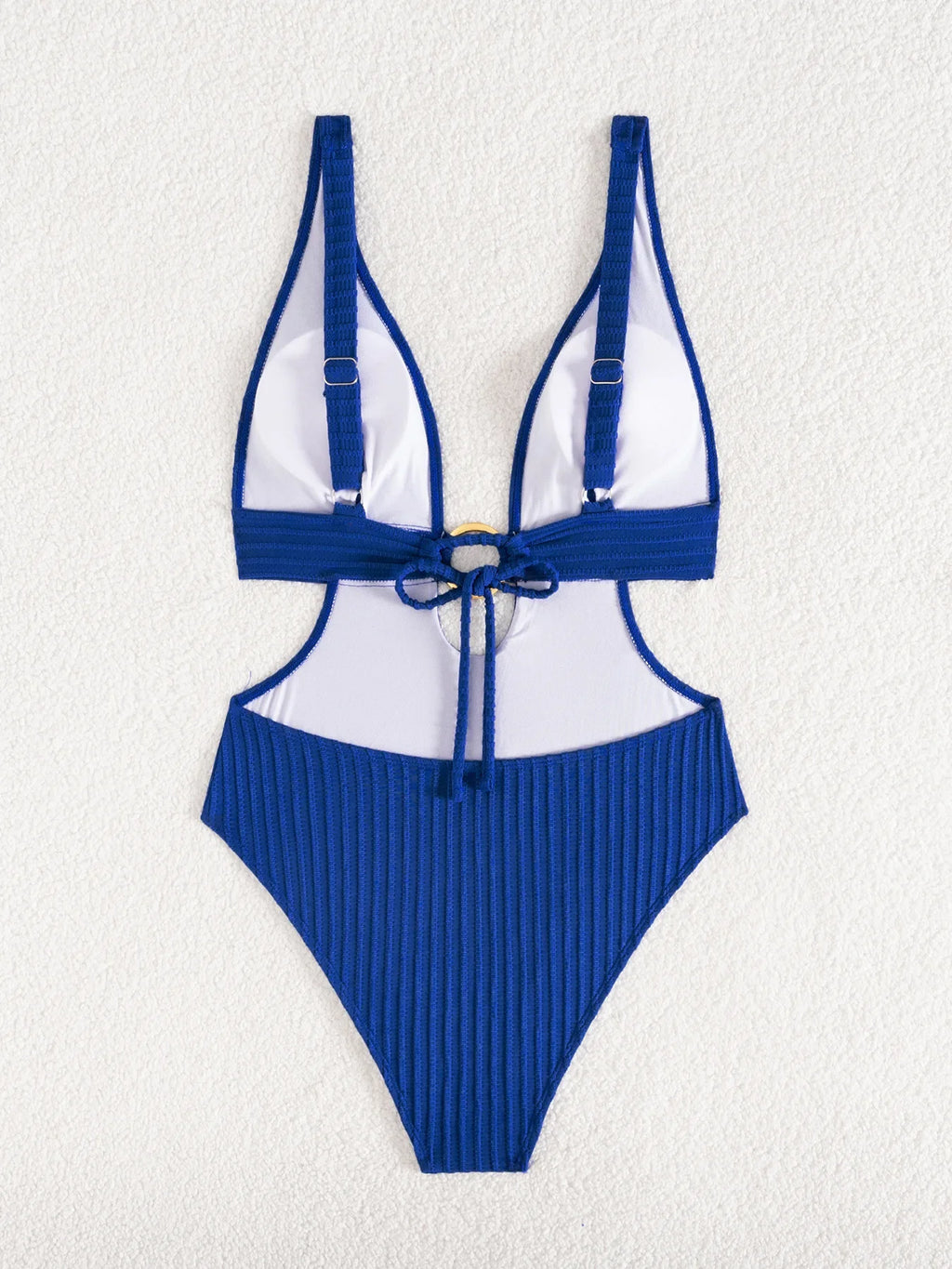 Striped Deep V Neck Cut Out Female Swimwear One Piece Swimsuit Women High Leg Cut Monokini Backless Bathing Suit Swim Bodysuit