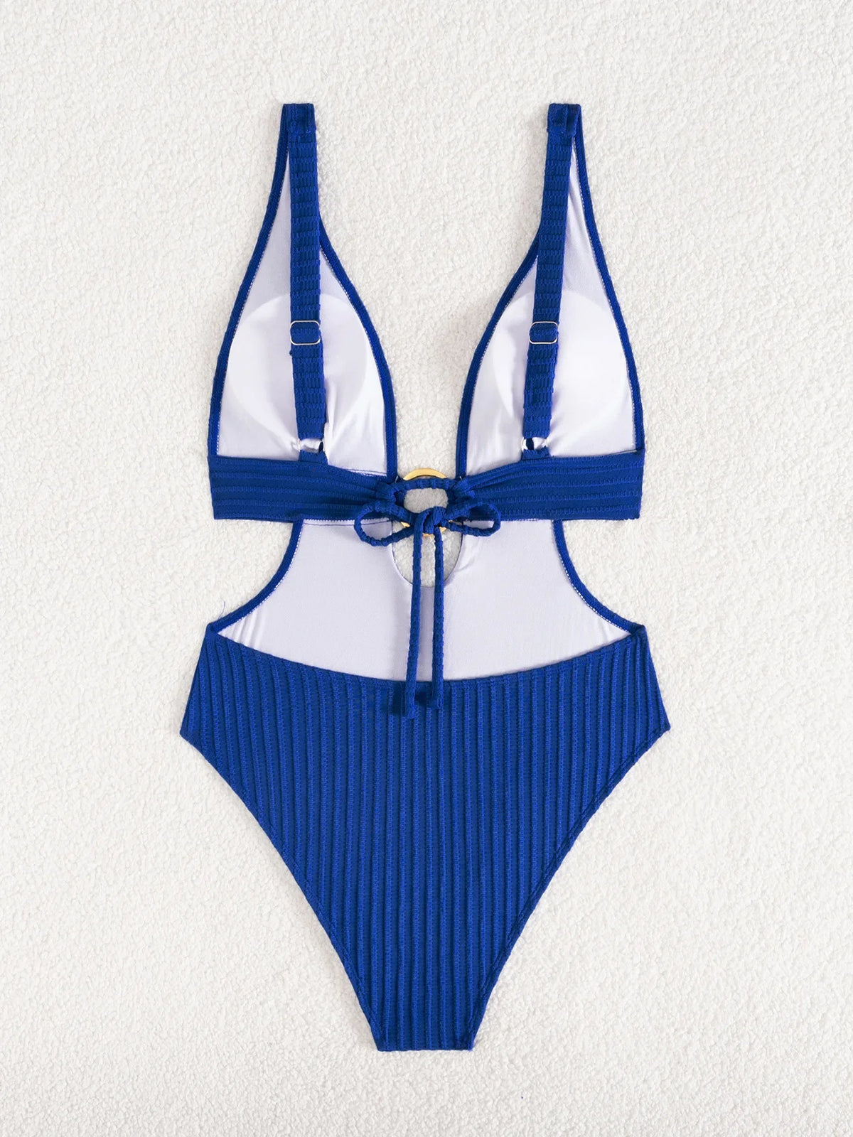 Striped Deep V Neck Cut Out Female Swimwear One Piece Swimsuit Women High Leg Cut Monokini Backless Bathing Suit Swim Bodysuit
