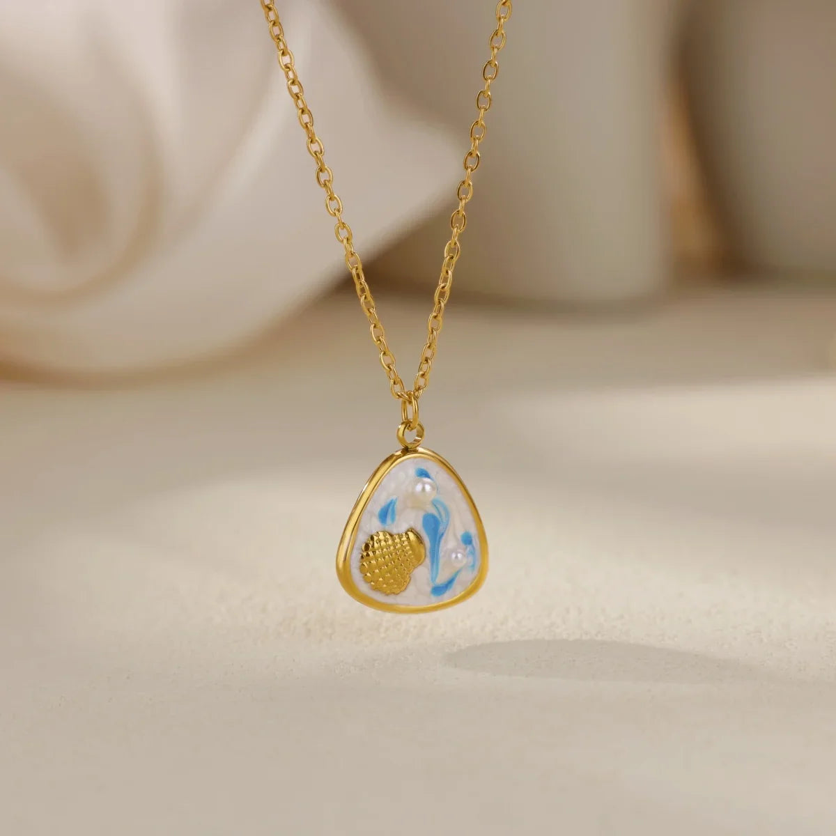 Starfish Shell Conch Pendant Necklaces For Women Gold Color Stainless Steel Chain Choker Trendy Summer Beach Party Jewelry Gift
