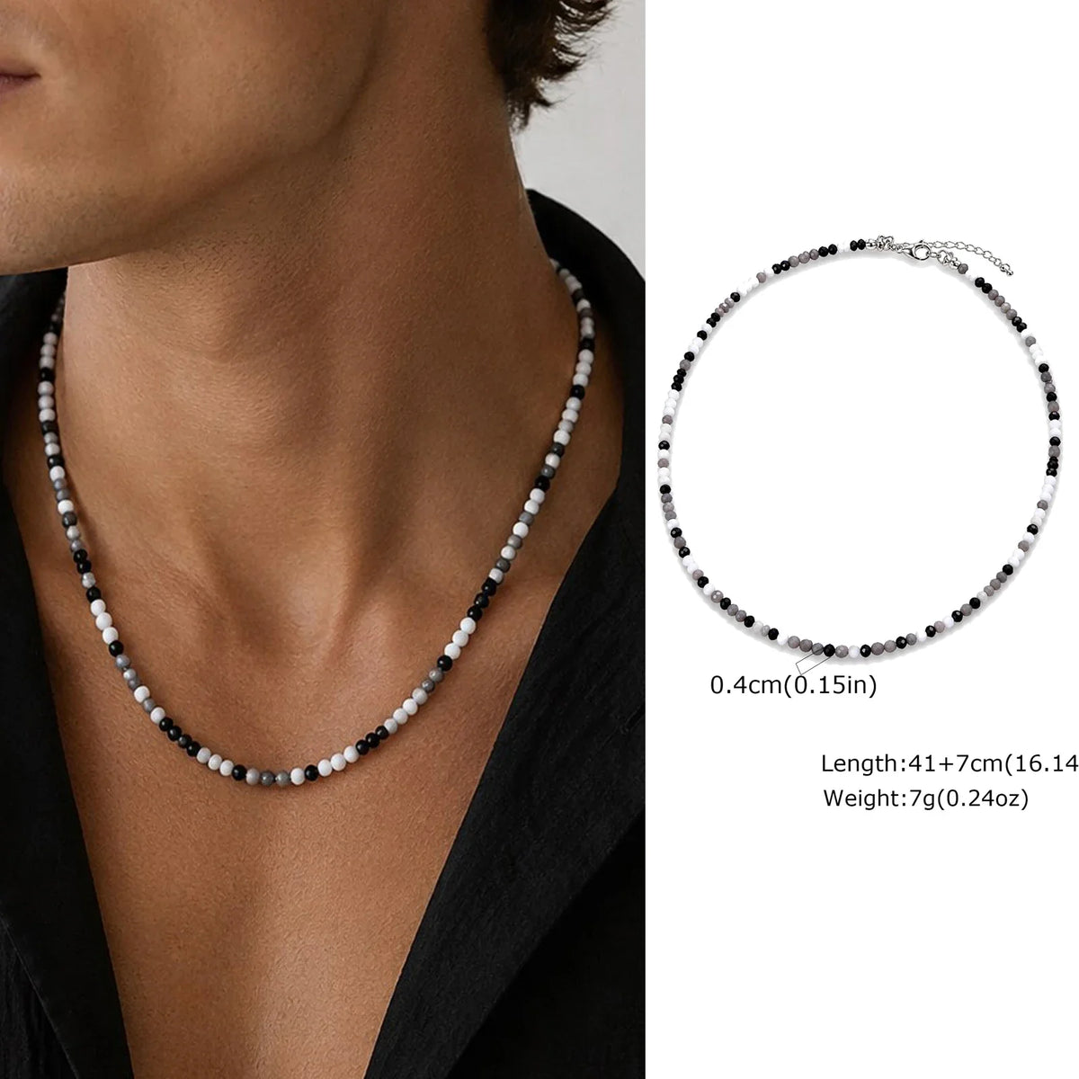 Synthetic Turquoise Necklace for Men | Natural Stone Mini Beads Summer Beach Bohemian Jewelry
