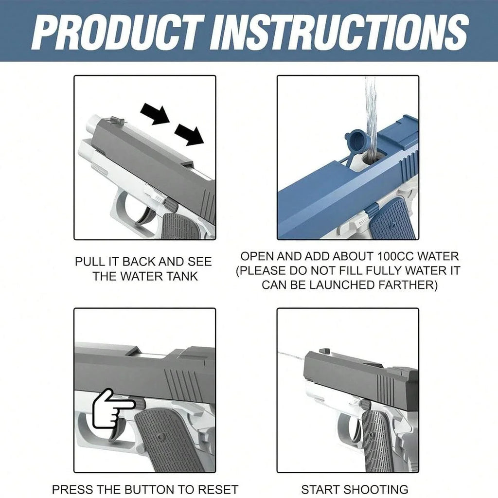 M1911 Water Gun Toy Pistol Squirt Blaster for Kids and Adults