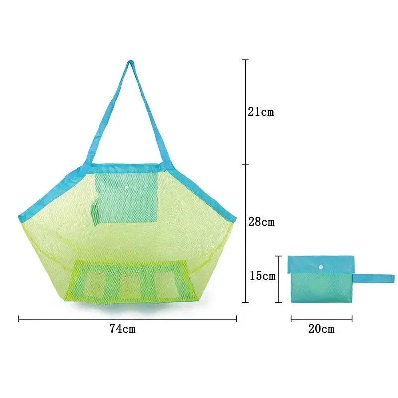 Large Mesh Beach Bag for Kids – Sand-Away Foldable Tote, Breathable Toy Storage (45 x 30 x 45 cm / 17.7 x 11.8 x 17.7 in)