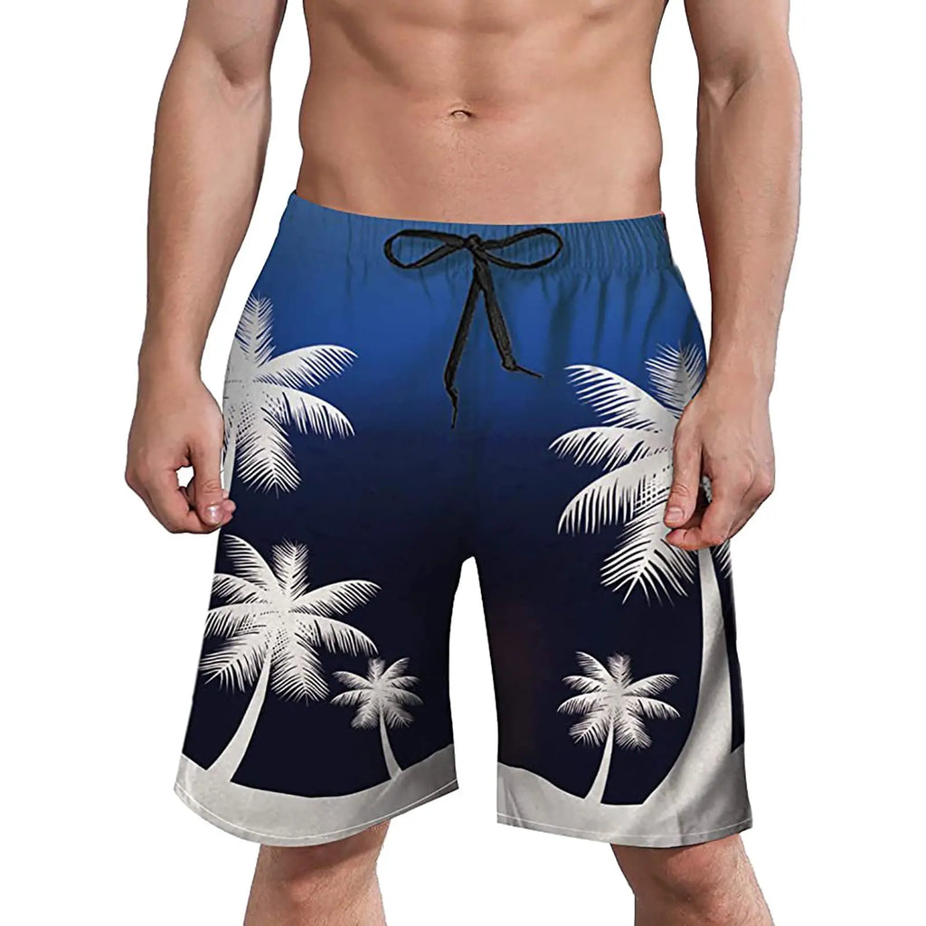 Men's Swim Trunks 3D Palm Tree Print Beach Shorts Quick Dry Outdoor Leisure Sports Shorts Swimwear Fashion Men's Shorts