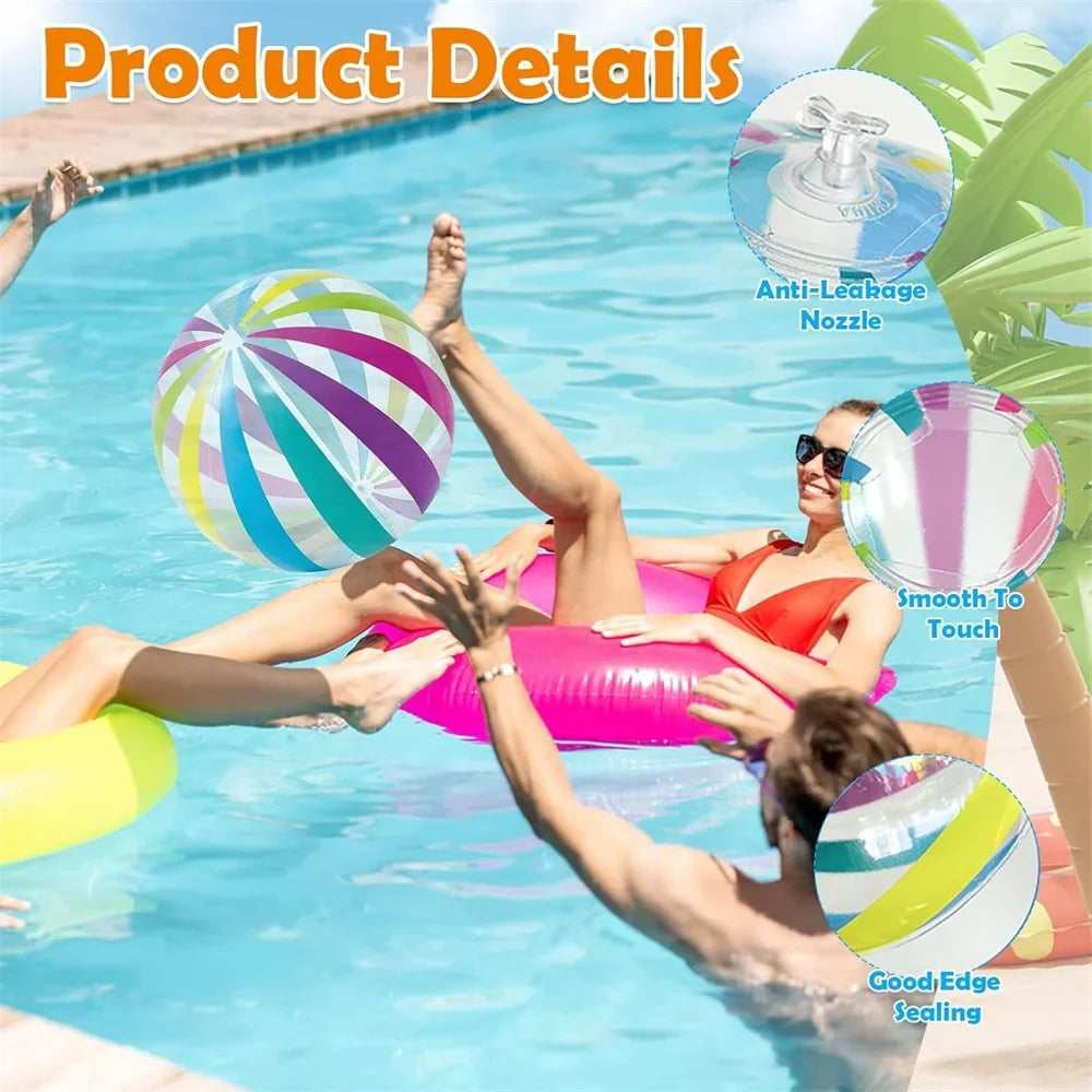 40cm Inflatable Jumbo Beach Ball Colorful Pool Toy for Swimming and Summer Parties