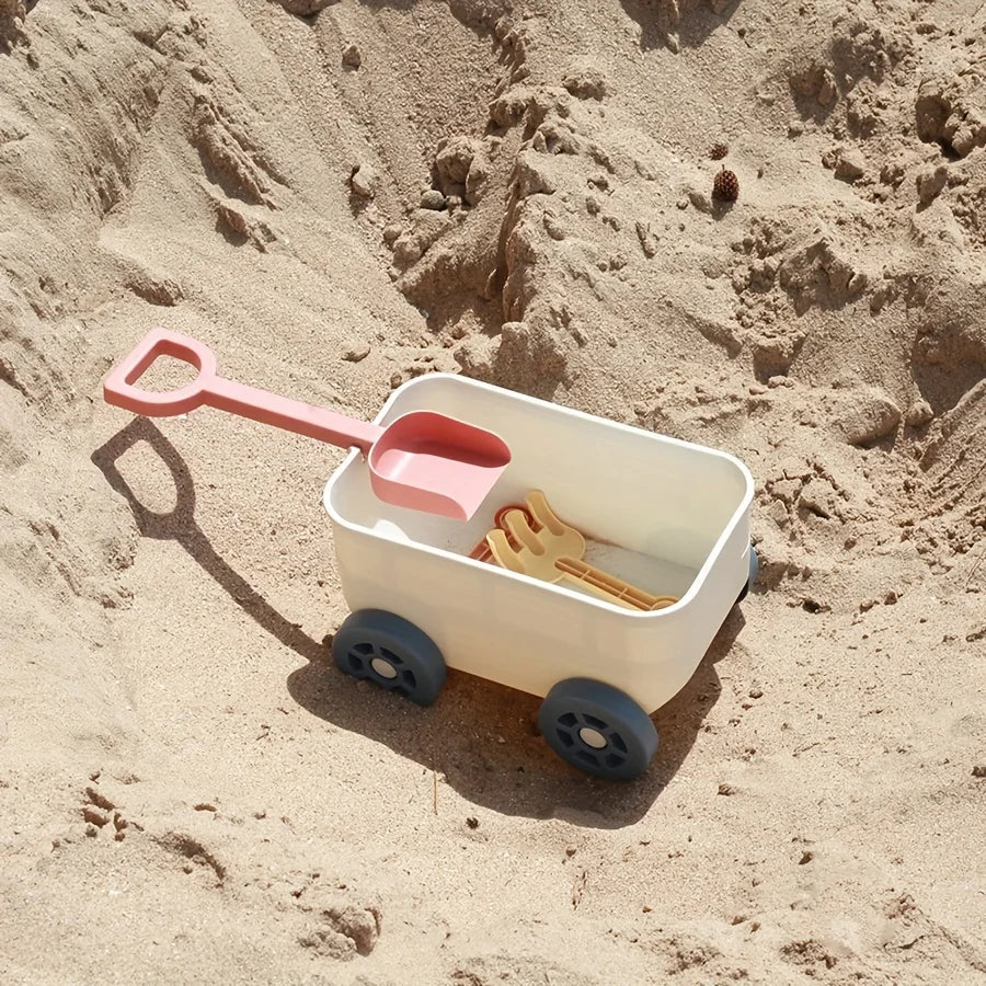 Kids Beach Sand Toy Set With Truck, Shovel, Rake & Pretend Play Kitchen Tools