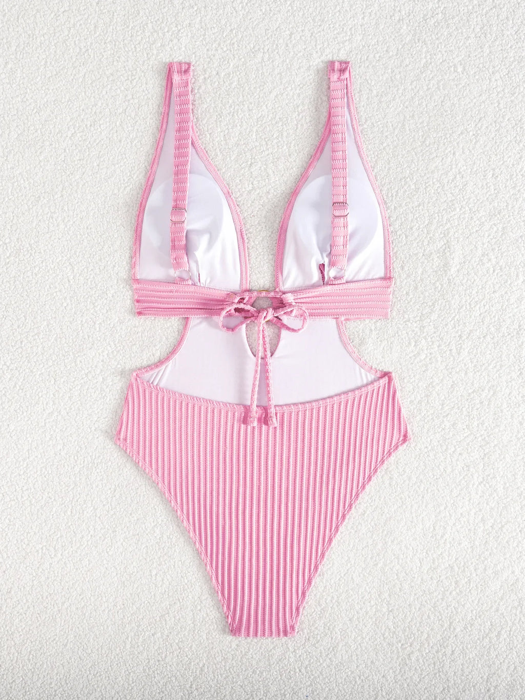 Striped Deep V Neck Cut Out Female Swimwear One Piece Swimsuit Women High Leg Cut Monokini Backless Bathing Suit Swim Bodysuit