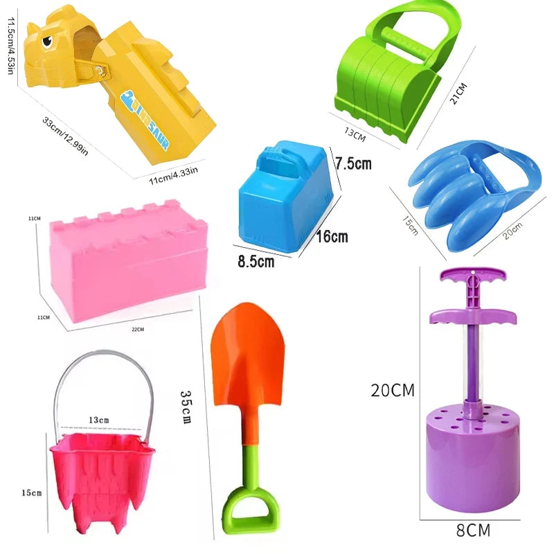 Kids Sandbox Mold Set With Shovel & Castle Brick Walls — Outdoor Beach Sand Play Toy