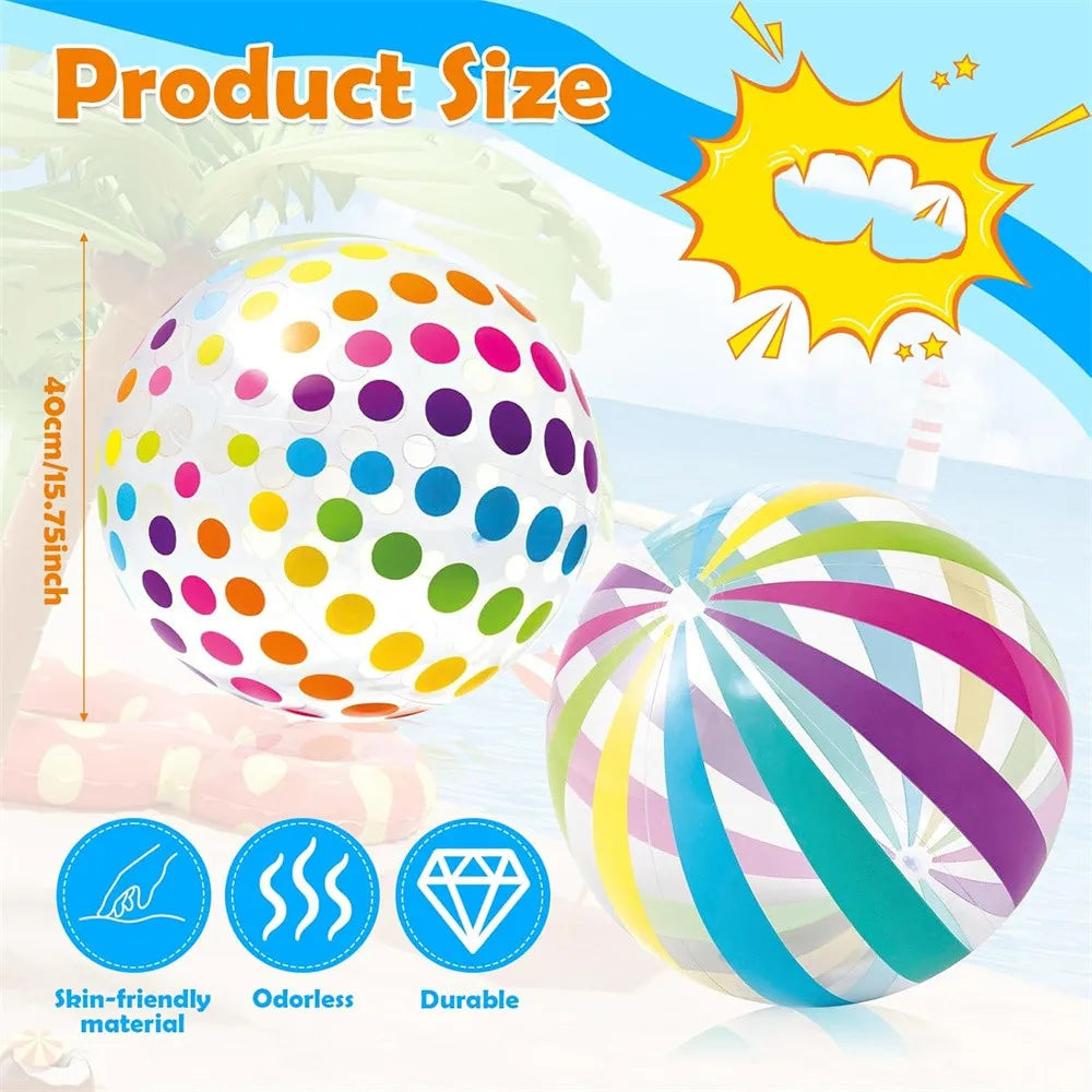 40cm Inflatable Jumbo Beach Ball Colorful Pool Toy for Swimming and Summer Parties
