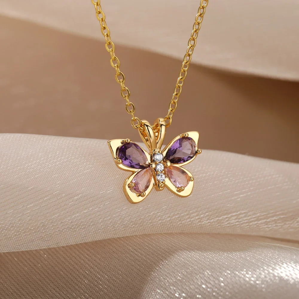 Colored Turtle Pendant Necklace for Women Summer Beach Female Charm Necklace Beads Chain Cute Stainless Steel Jewelry collar