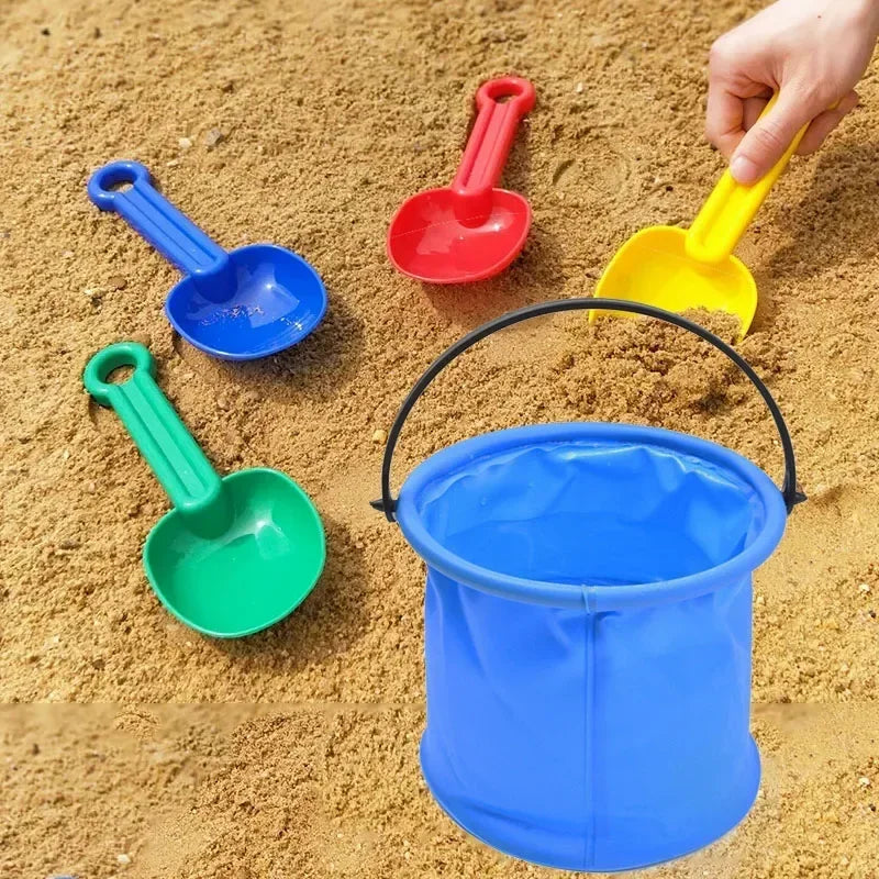Folding Collapsible Beach Sand Play Bucket Toy for Outdoor Gardening and Pool Fun