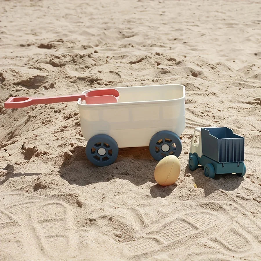 Kids Beach Sand Toy Set With Truck, Shovel, Rake & Pretend Play Kitchen Tools