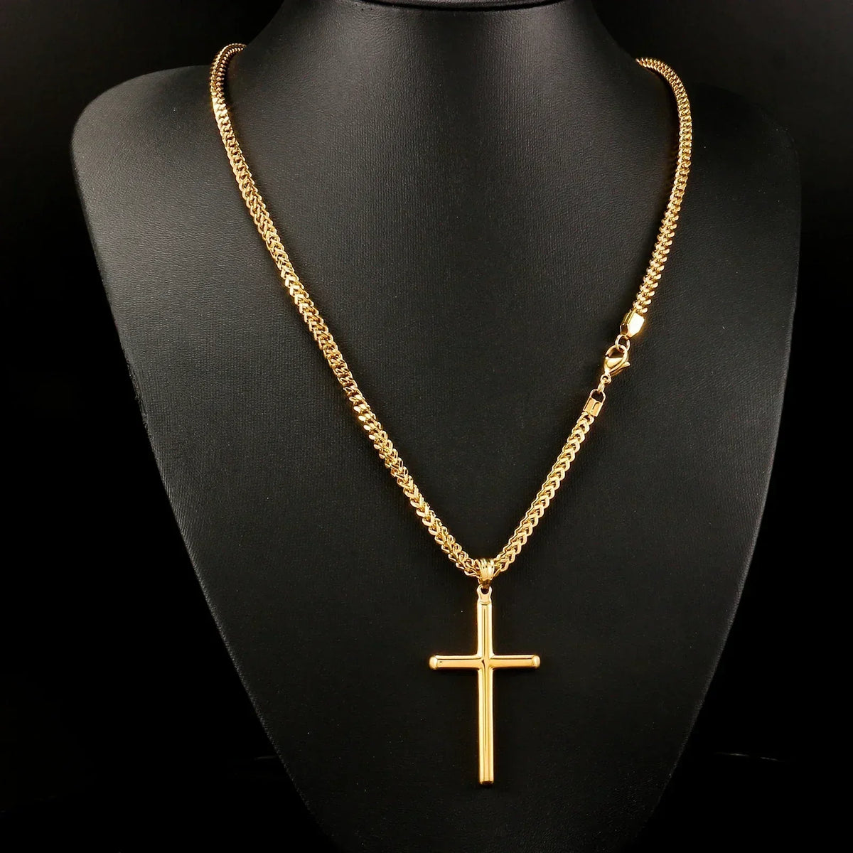 Punk Cross Pendant Link Chain for Men Women 316L Stainless Steel Hip Hop Necklace Gold Silver Fashion Jewelry Gift Waterproof