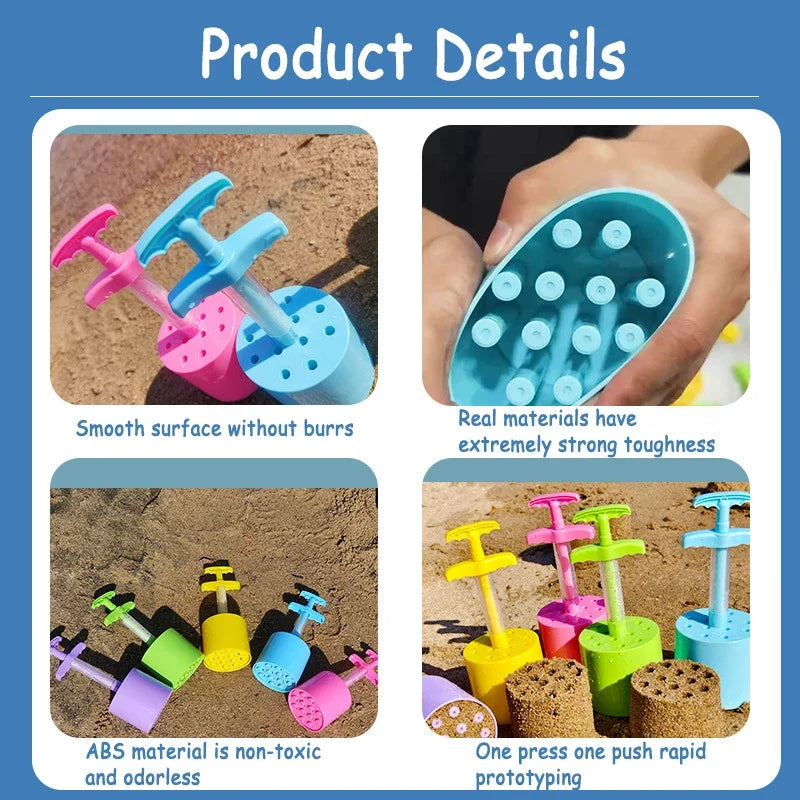 Kids Sandbox Mold Set With Shovel & Castle Brick Walls — Outdoor Beach Sand Play Toy