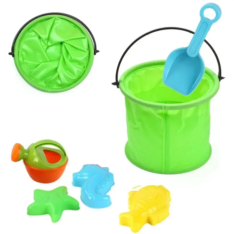 Folding Collapsible Beach Sand Play Bucket Toy for Outdoor Gardening and Pool Fun