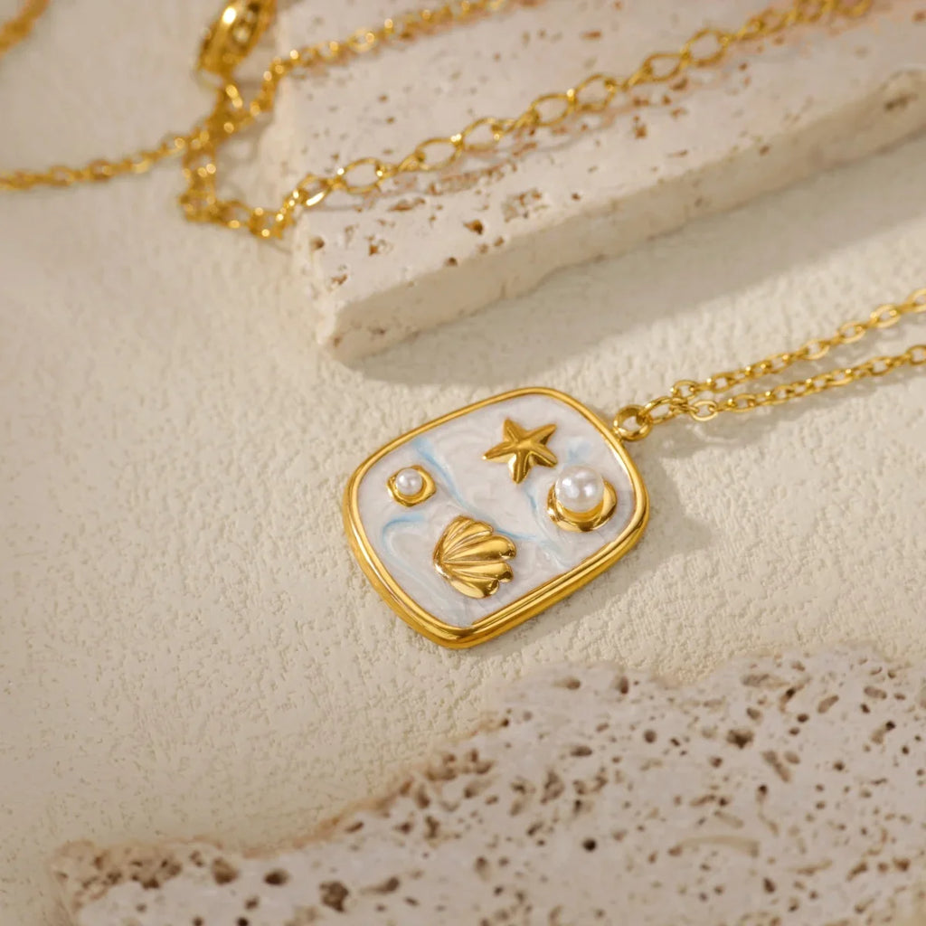 Starfish Shell Conch Pendant Necklaces For Women Gold Color Stainless Steel Chain Choker Trendy Summer Beach Party Jewelry Gift