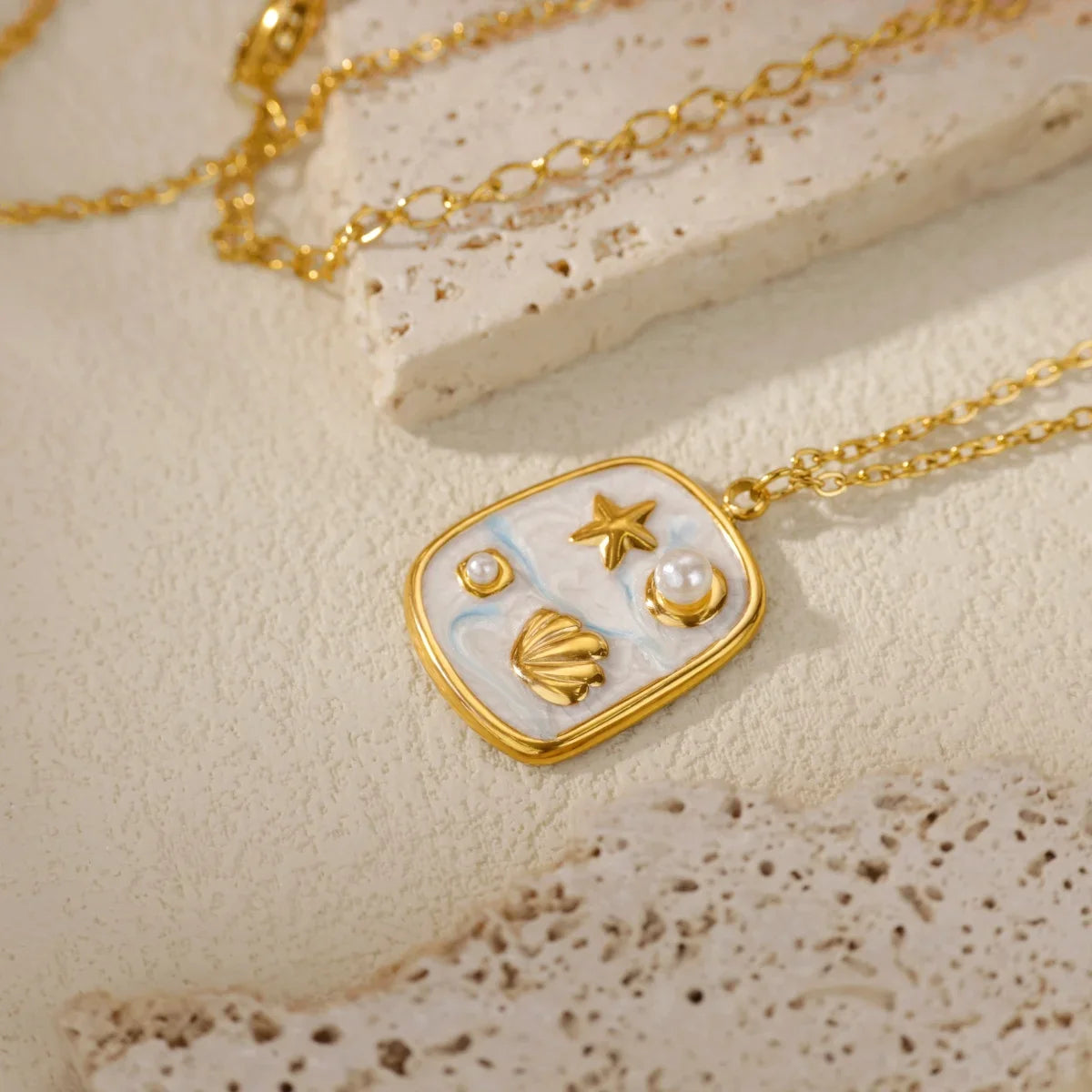 Starfish Shell Conch Pendant Necklaces For Women Gold Color Stainless Steel Chain Choker Trendy Summer Beach Party Jewelry Gift