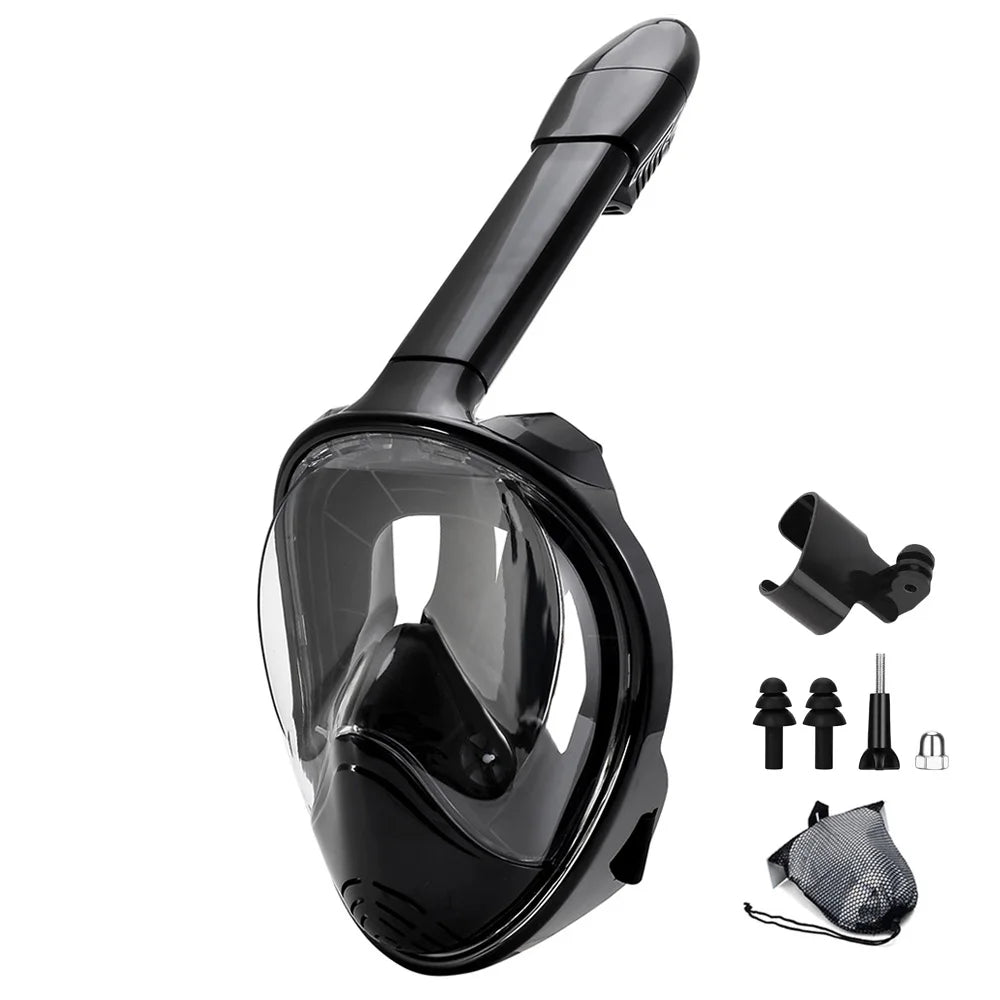 Full Face Snorkel Mask with Detachable Camera Mount,Snorkeling Swimming Diving Mask Wide View Anti-Fog Anti-Leak for Adult Youth