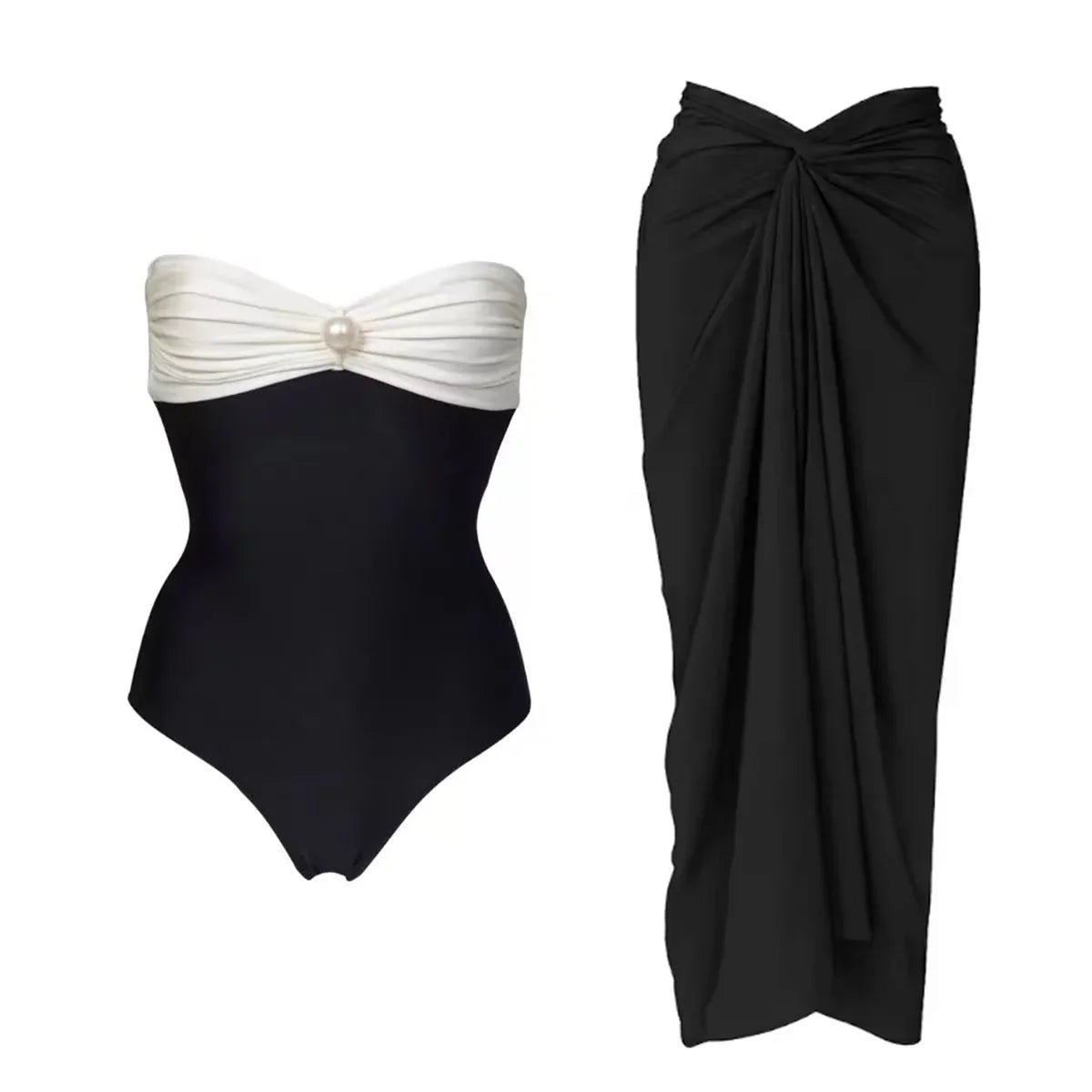 2026 One Piece Swimsuit With Cover Up Trend Swimsuit Women Swimwear Black Swim Suit Bodysuit Bathing Suit Beach Wear