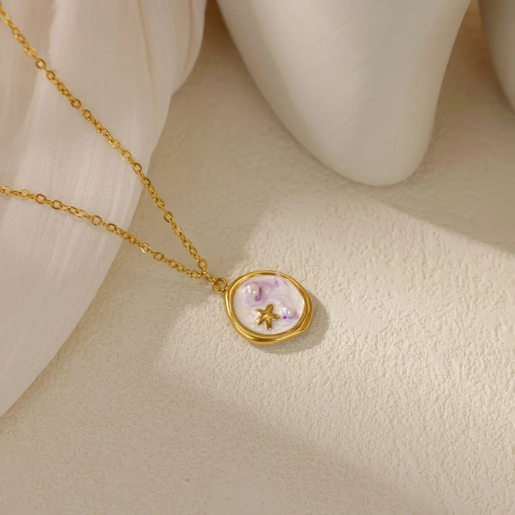 Starfish Shell Conch Pendant Necklaces For Women Gold Color Stainless Steel Chain Choker Trendy Summer Beach Party Jewelry Gift