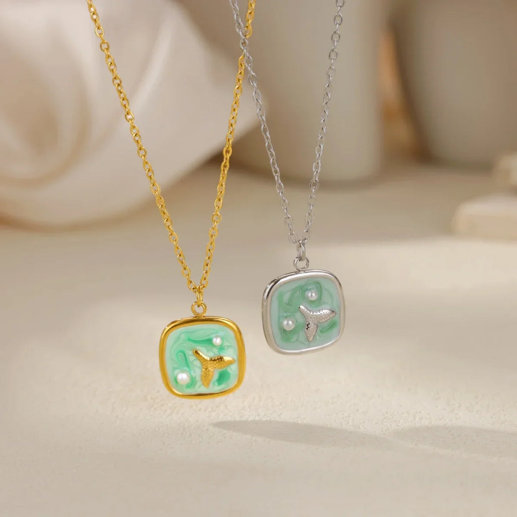 Starfish Shell Conch Pendant Necklaces For Women Gold Color Stainless Steel Chain Choker Trendy Summer Beach Party Jewelry Gift