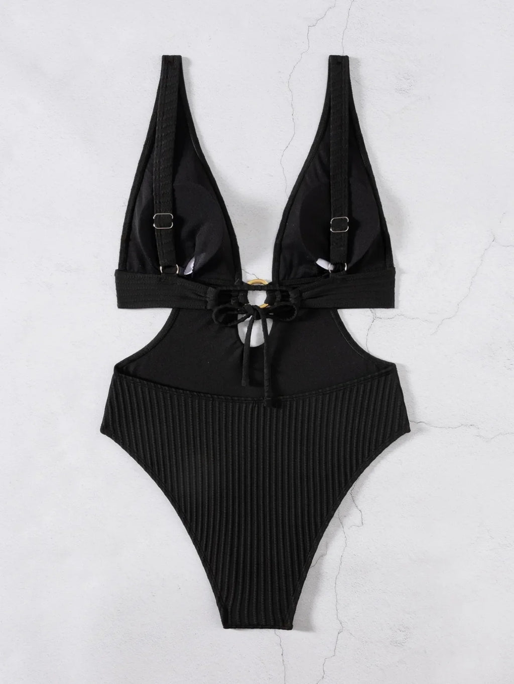 Striped Deep V Neck Cut Out Female Swimwear One Piece Swimsuit Women High Leg Cut Monokini Backless Bathing Suit Swim Bodysuit