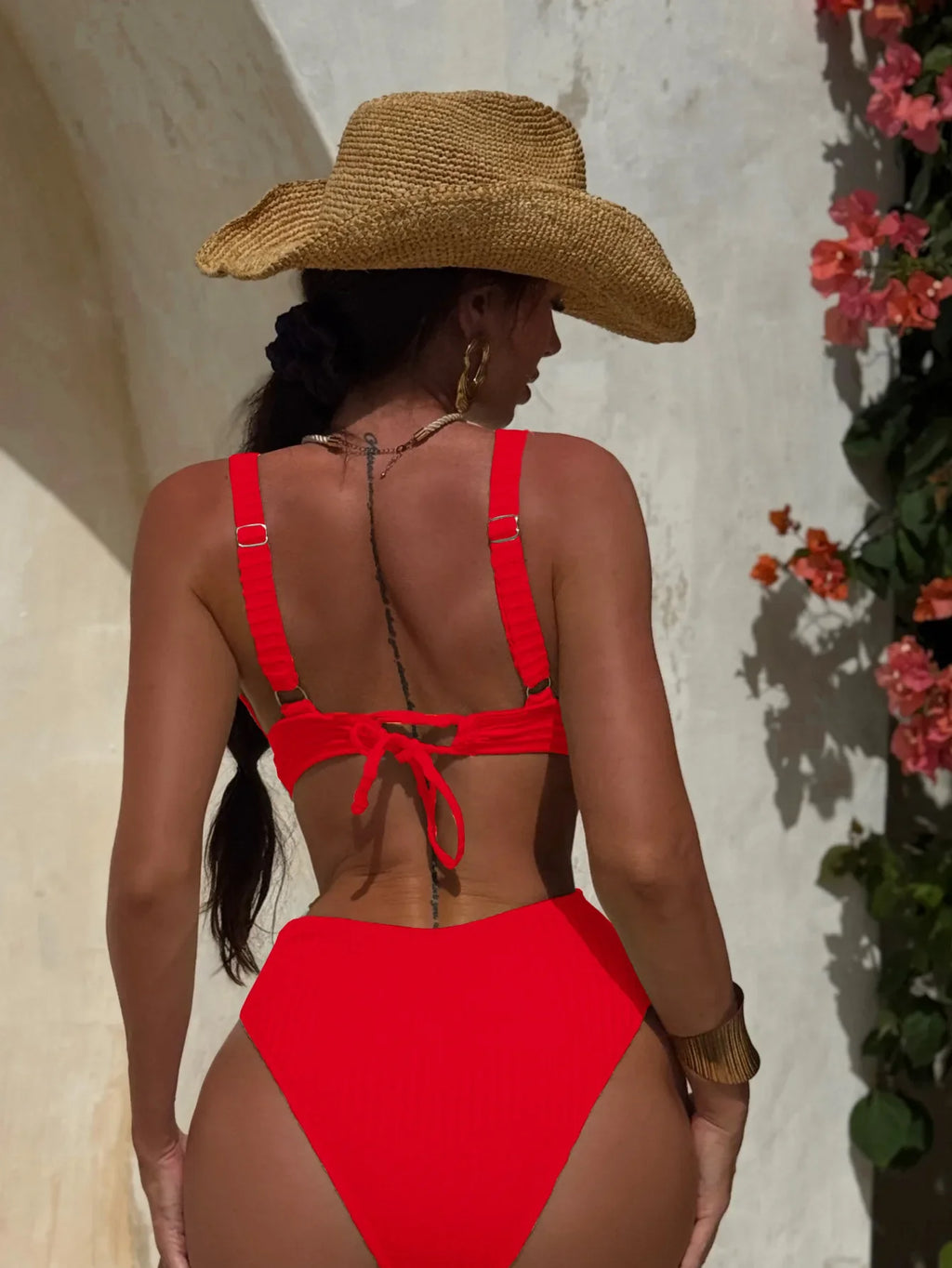 Striped Deep V Neck Cut Out Female Swimwear One Piece Swimsuit Women High Leg Cut Monokini Backless Bathing Suit Swim Bodysuit