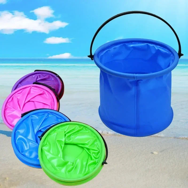 Folding Collapsible Beach Sand Play Bucket Toy for Outdoor Gardening and Pool Fun